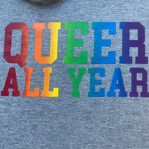 Gray Sweatshirt with Rainbow Text - Picture 2 of 11